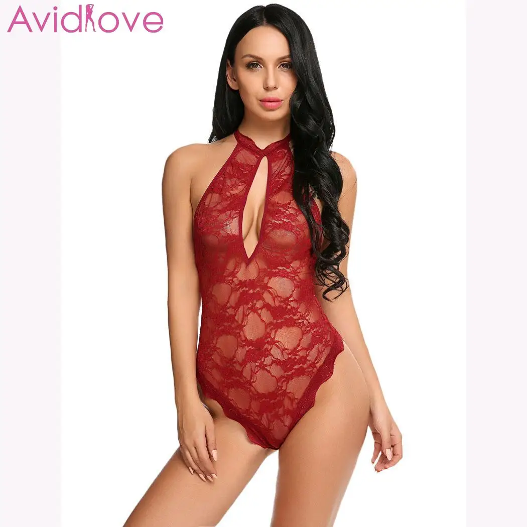 Avidlove кружевное женское сексуальное цельное нижнее белье боди с лямкой на шее