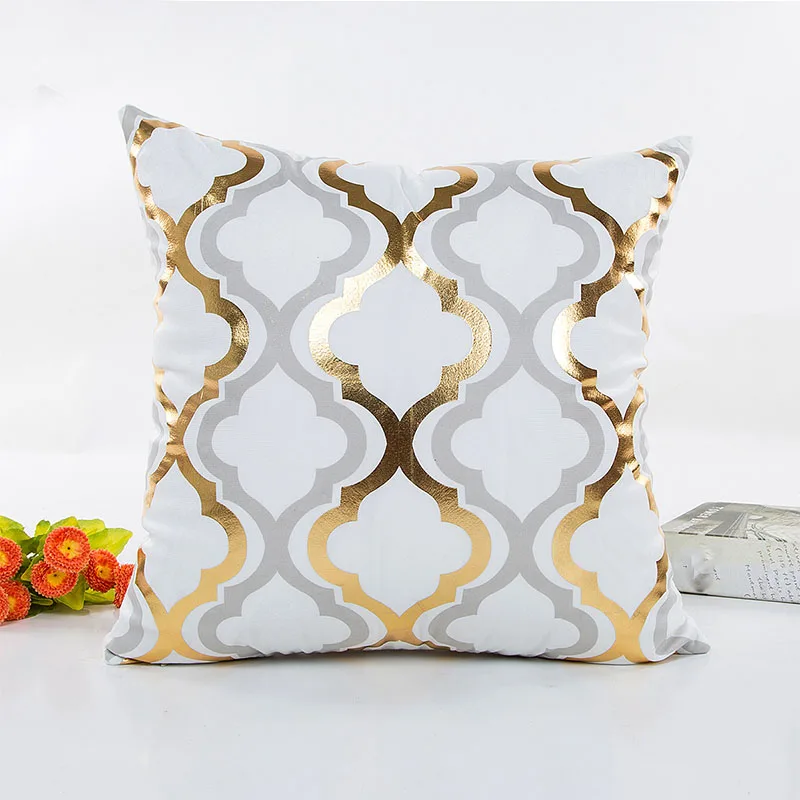 Hot Sale Office Geometric Popular Pineapple Pillow Cases 1PC Cotton Gold Bronzing Home Decorative Bedroom New Luxury | Дом и сад