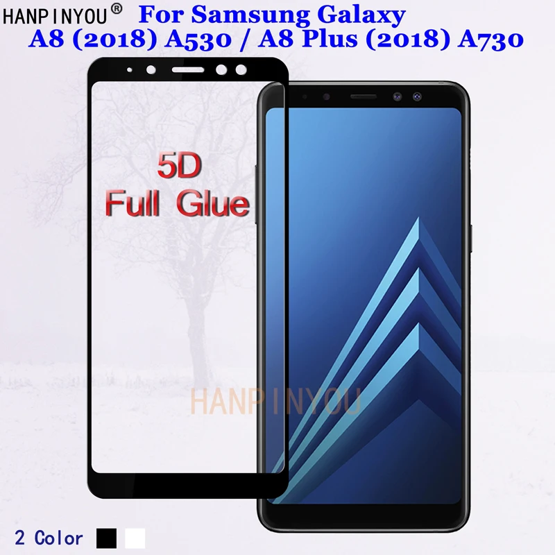 

For Samsung Galaxy A8 A530 / A8 Plus (2018) A730 5D Full Glue Full Coverage Tempered Glass 9H Premium Screen Protector Film