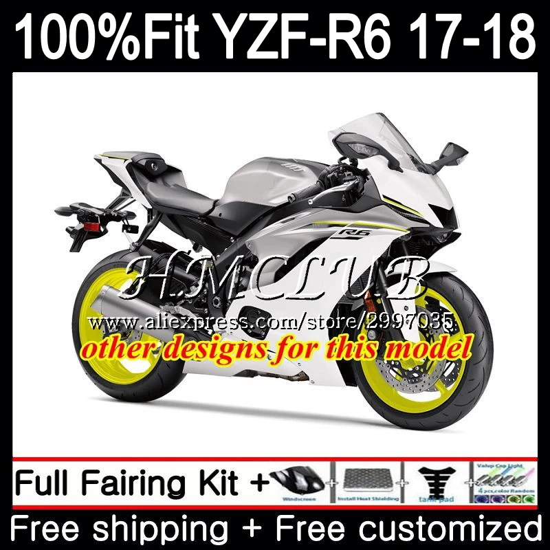 Инъекционный корпус для YAMAHA YZF600 YZF R6 2017 2018 3h4. 4 600 R 6 17 YZFR6 18 Красный Белый популярный
