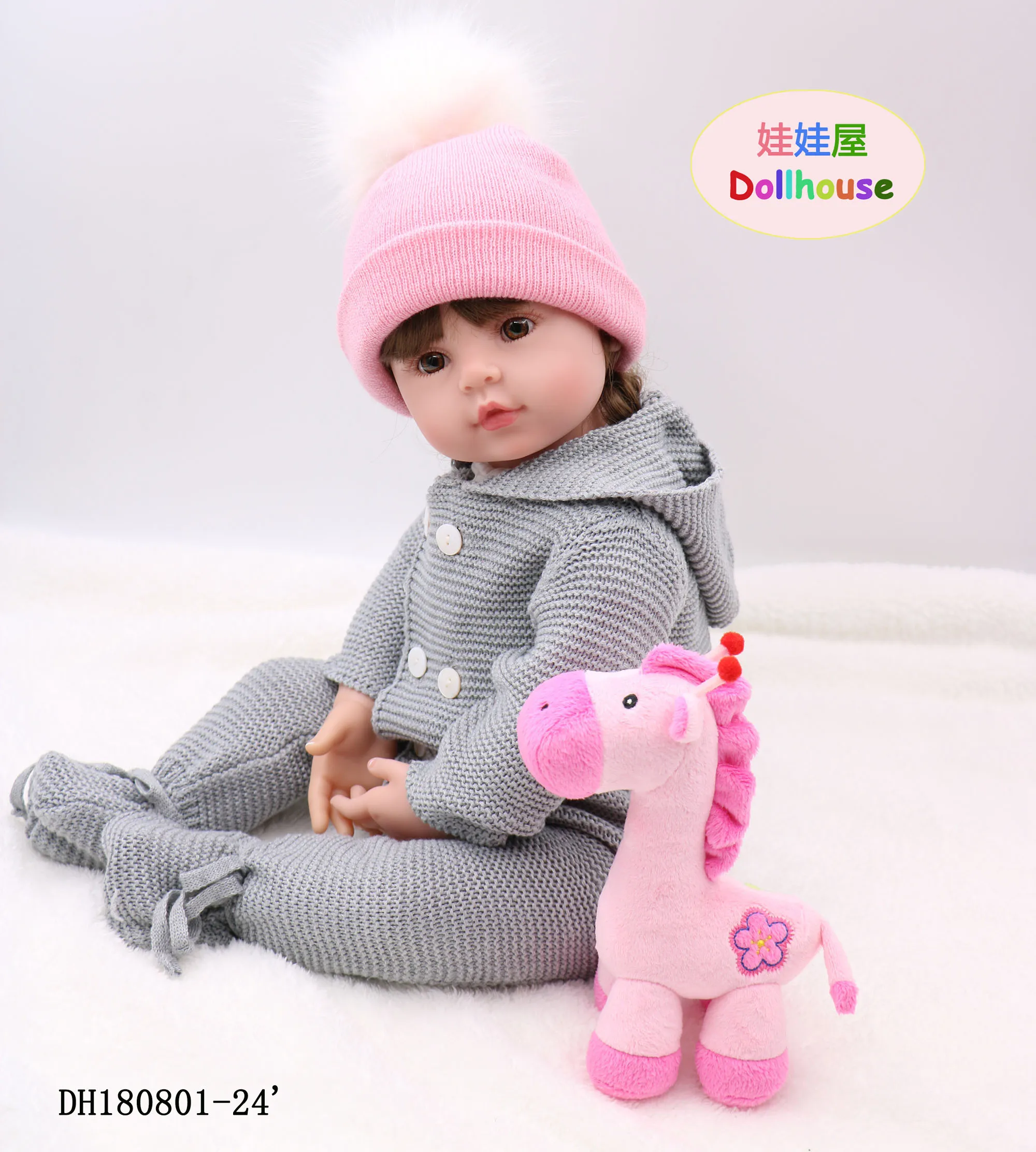 Dollhouse24in 60 см Новое Поступление Имитация новорожденной девочки с плюшевой