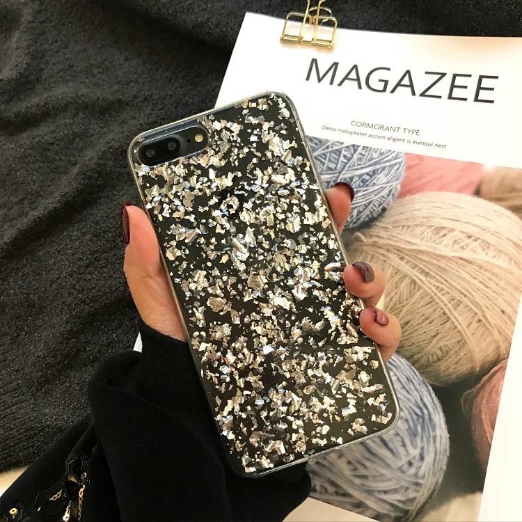 2019 Горячая Золотая фольга блестящий чехол для iphone 7 7plus силиконовый телефона из