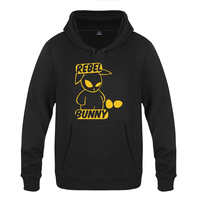 Мужской флисовый свитшот с капюшоном Rebel Bunny|Мужские толстовки и свитшоты| |