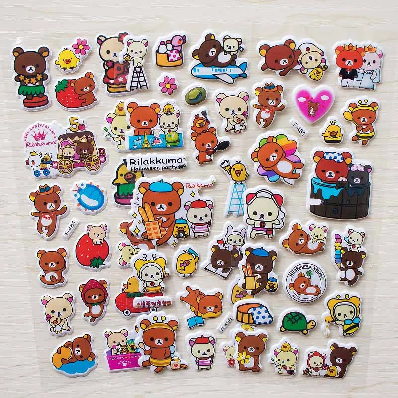 6 шт. модные детские игрушки 3D movie car Rilakkuma наклейки для детей мальчиков и девочек