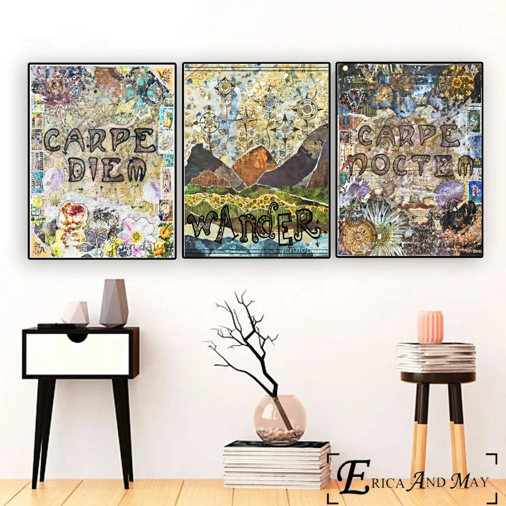 

Hippie Carpe Diem Artwork Vintage Poster Prints Oil Painting On Canvas Wall Art Murals Pictures For Bedroom Decoration