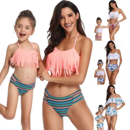 Emmababy Семейные парные купальники для мамы и дочки бикини Taseel купальный костюм