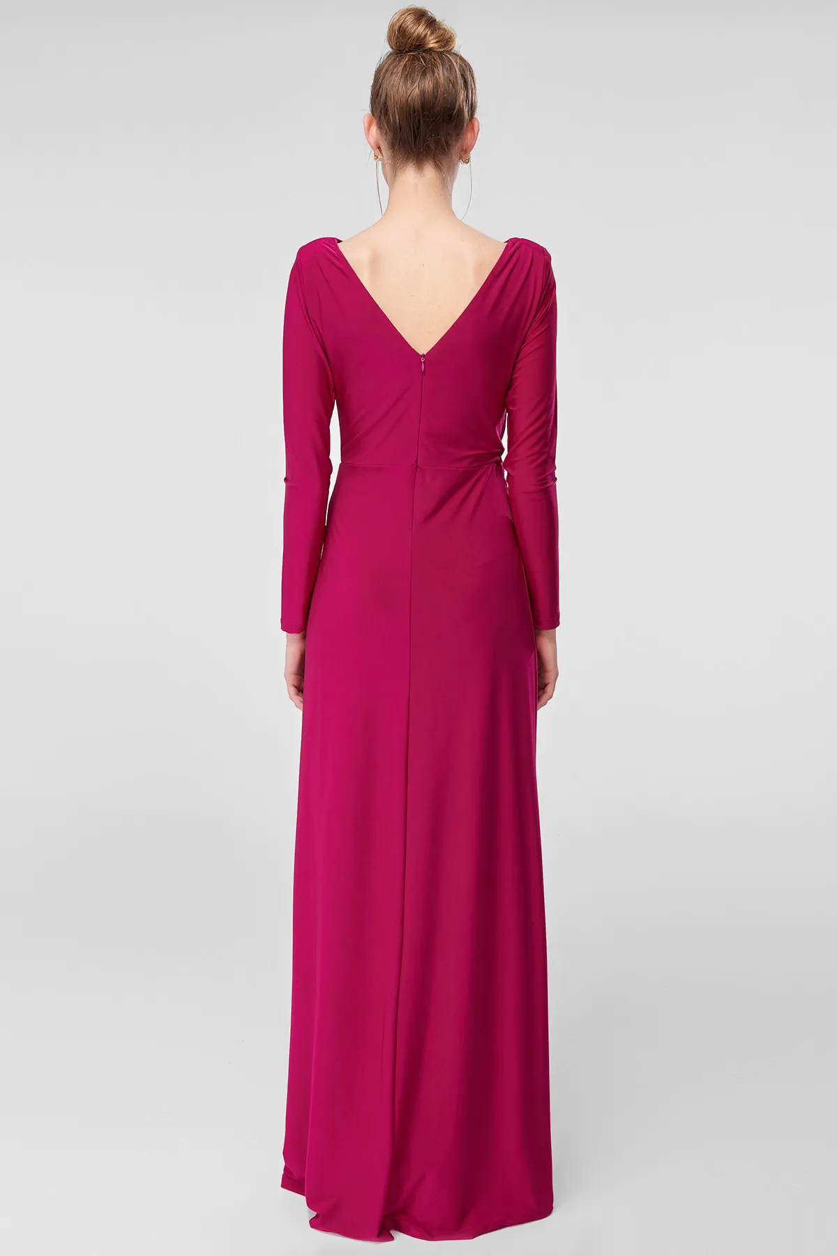 Trendyol Fuchsia Evening Dress ruffles Detailed TPRSS18FZ0156 | Женская одежда