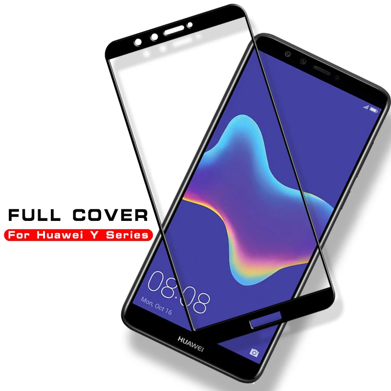 Полное покрытие закаленное стекло для Huawei Y9 Y3 2018 Защита экрана Y7 2019 Y5 Y6 Pro 2017