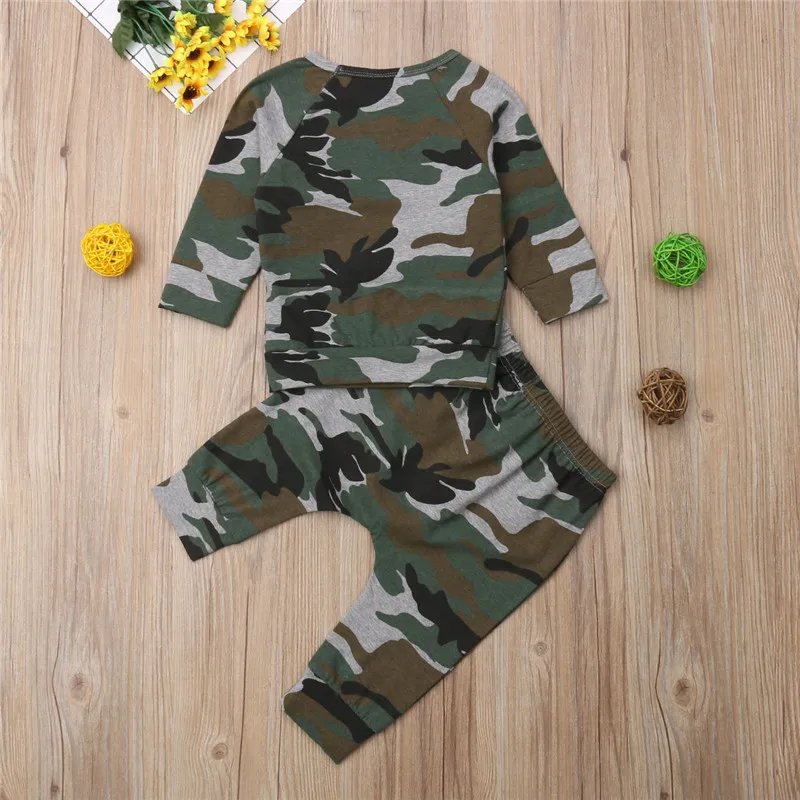 

PUDCOCO Newborn Baby Boys Girls casual Camouflage T-shirt Tops+Long Pants Outfits Toddler Clothes Set 0-24M
