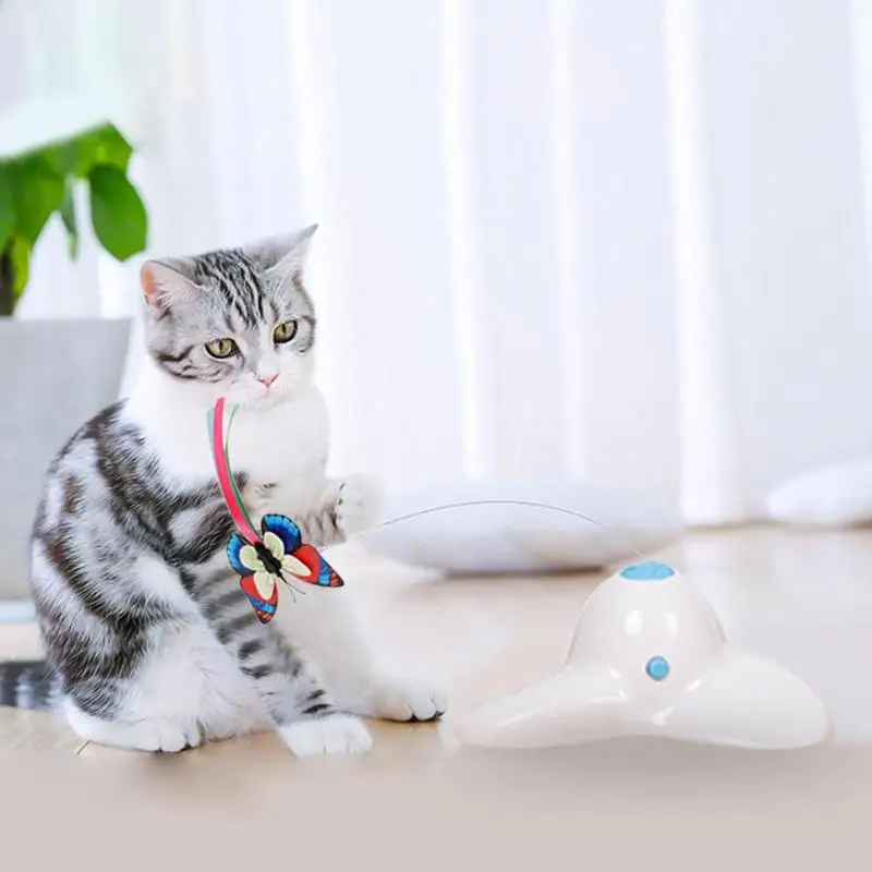 Pet Электрический вращающийся Летающий Бабочка кошка интерактивный спиннинг Прорезыватель игрушки
