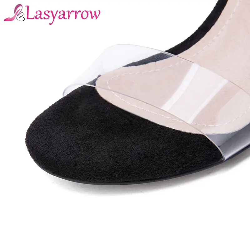 Женские прозрачные босоножки на платформе Lasyarrow свадебные туфли высоком каблуке