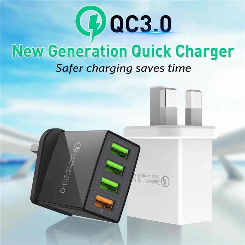 QC3.0 четыре usb порта 5.1A быстрое зарядное устройство 4 для телефонов настольное