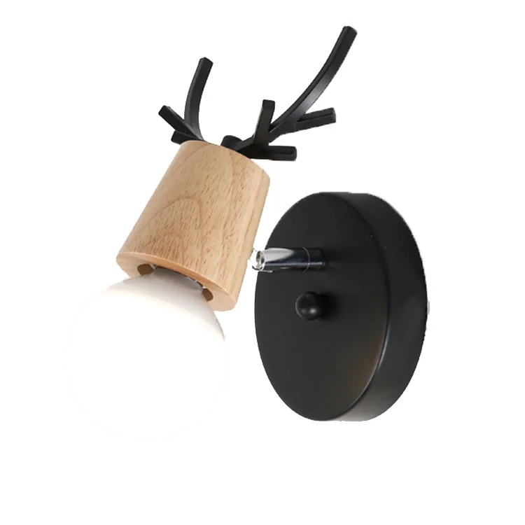 

Nordic Modern Creative Bedroom Warm Cute Pendant Lamp Restaurant Bar Decor Deer Black White Wall Lamp Animals Wood
