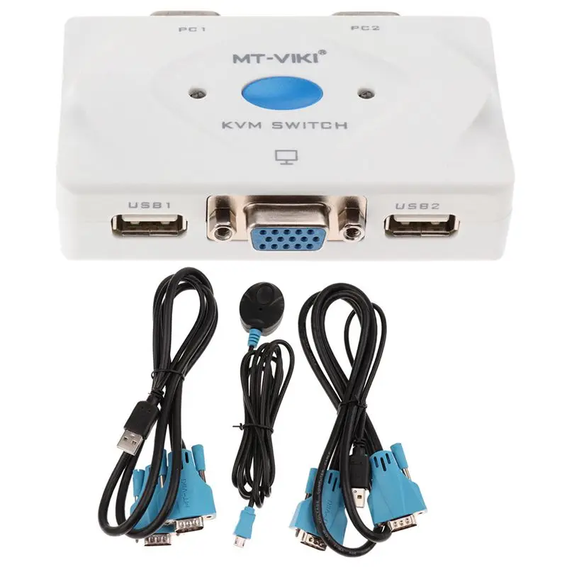 2 In 1 4 Port Usb 2.0 Kvm Switch Switcher With Cable For Dual Monitor Keyboard Mouse 1920x1440 Surpport Vga | Электроника