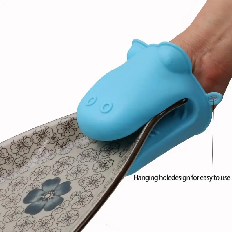 Cartoon Anti-Scalding Insulation Hippo Shaped Silicone Clip Baking High Temperature Glove | Дом и сад