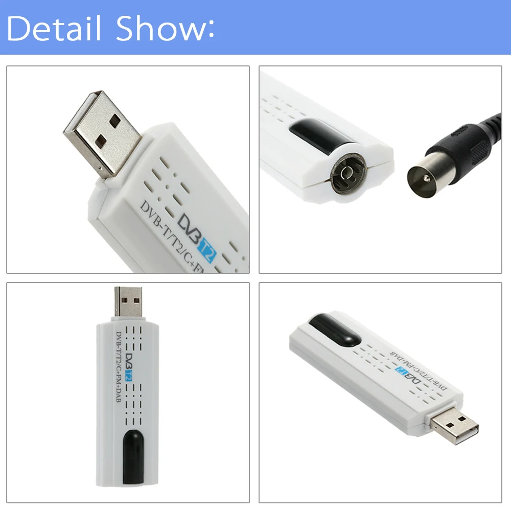 Цифровой DVB T2 ТВ тюнер USB2.0 HD приемник с антенной пульт дистанционного управления