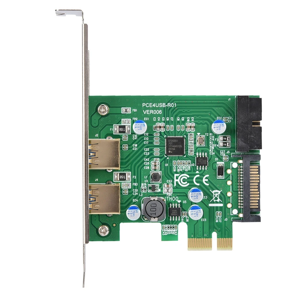 Новый PCI E к USB3.0 2 порт карта расширения 19 Pin адаптер питания карты для WinXP/Vista/Win7 8 32