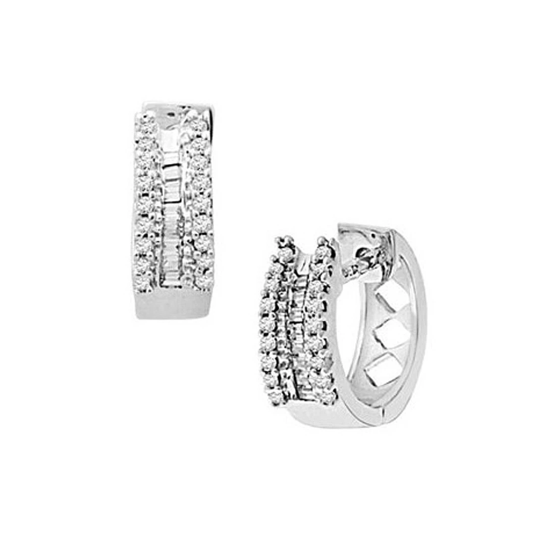 1/4 ct. Tw. Серьги кольца из белого золота 10 карат с бриллиантами|Серьги| |