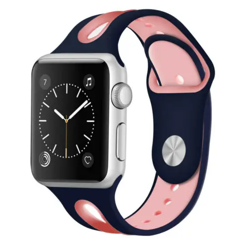 Ремешок спортивный мягкий силиконовый для Apple Watch Band 38 мм 42 40 44 сменный Браслет iWatch