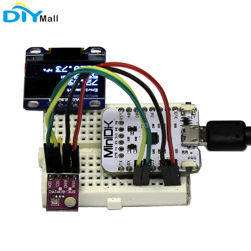 Weather Station Kit MiniDK ESP8266 макетная плата 0 96 OLED дисплей BME280 датчик температуры провод