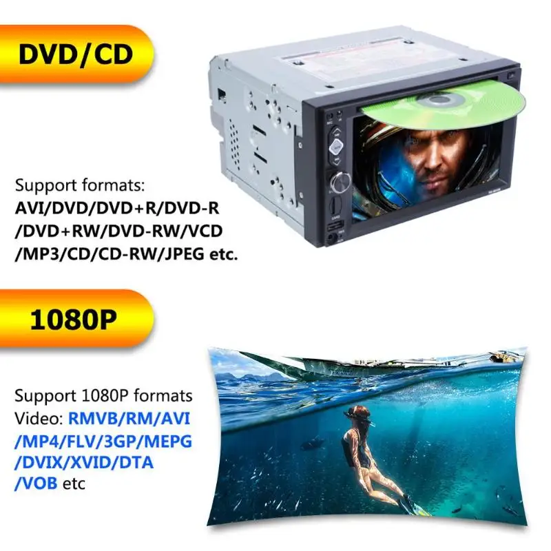 Пластиковый 12V 6620B 2 DIN 6 дюйма Сенсорный автомобильный dvd-плеер FM Радио Bluetooth MP4/MP5