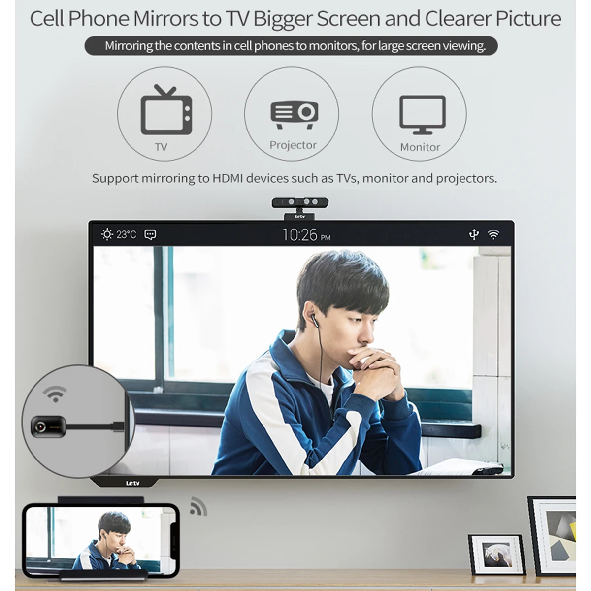 Мини 4K HD Smart Wirelss Wi-Fi дисплей Dongle медиаплеер ТВ-Стик поддержка Miracast Airplay DLNA со