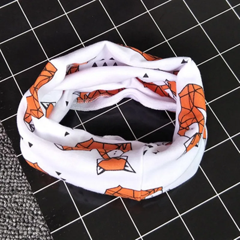 1Pcs Baby Hat Neck Scarves Animal Print Cotton Girl Boy Beanie Scarf Toddler Infant Kids Caps Cartoon Knit Bonnet Accessories | Детская