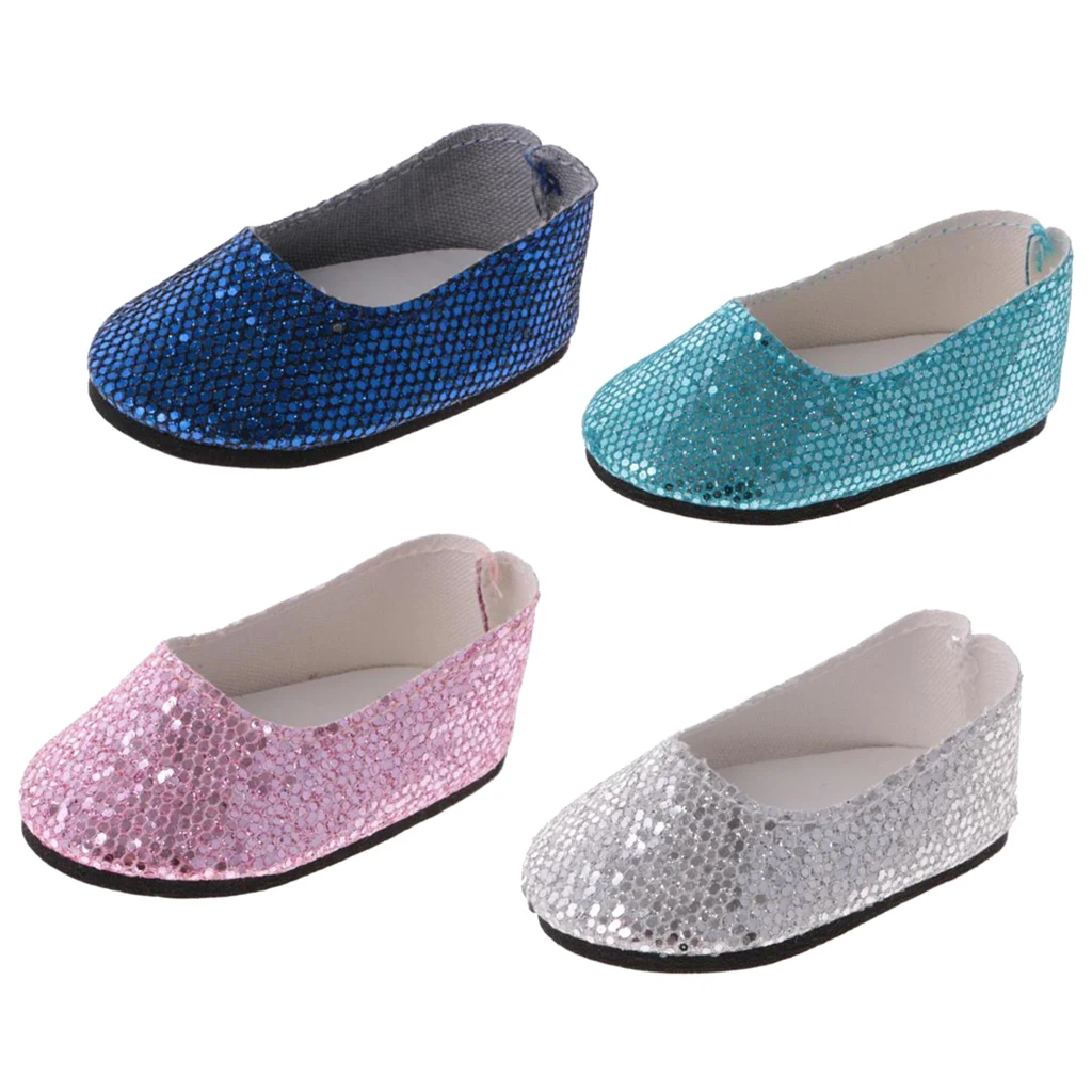 Комплект из 4 пар очаровательных туфель на плоской подошве с пайетками для 14
