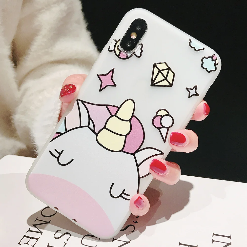 JONSNOW Phone Case For iPhone XS Max XR 6 6S 7 8 Plus Funny Cute Emboss Unicorn Pattern Soft Silicone Cover Cases Capa Fundas |