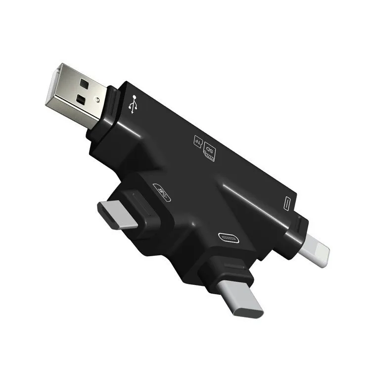 Все в 1 4в1 Micro usb type C TF SD считыватель карт OTG адаптер для iPhone XS MAX XR 5 6 7 8 Plus iOS 12 Macbook