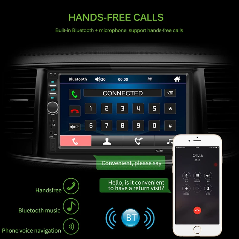 Автомагнитола 7 &quotHD мультимедийный MP5 плеер с сенсорным экраном Bluetooth AUX USB TF FM