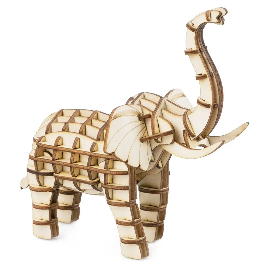 Robotime Home Decor Figurine DIY Wooden Miniature Elephant Vintage Model Car Decoration Accessories Toy Gift For Children TG20 | Игрушки и