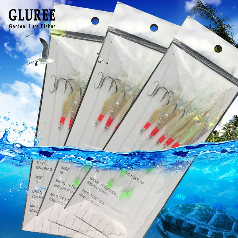 GLUREE 27 # рыболовный крючок светящаяся рыбья кожа запах колючий 6 маленьких рыболовных крючков морские