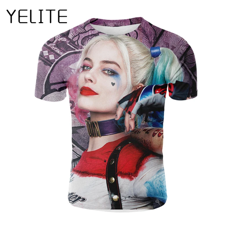 YELITE отряд самоубийц Мужская футболка 3D принт Харли рубашка Quinn Косплей лето с