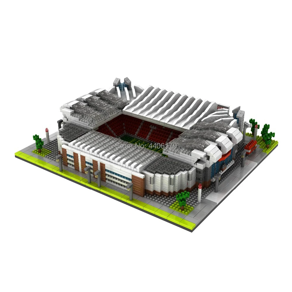 

hot Lepining creators architecture city Street view England Manchester UK football Stadiums Old Trafford mini micro blocks toys