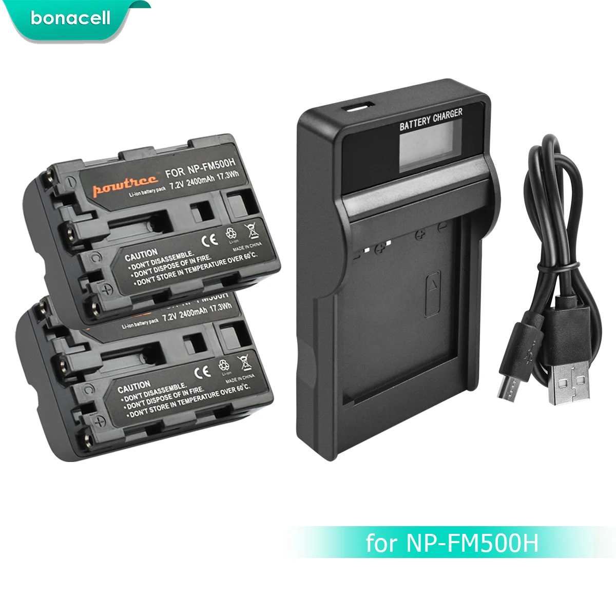 Bonacell 2400 мАч NP FM500H NPFM500H Аккумулятор для камеры + ЖК зарядное устройство Sony A57 A58 A65 A77