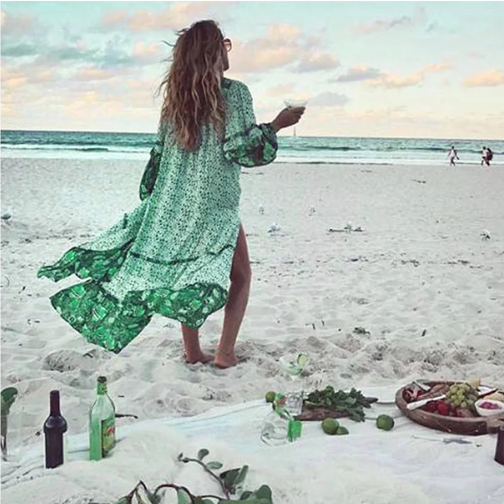 Женские Наряды Бохо Хиппи Boho фестиваль вечерние пляжные Разделение Повседневное