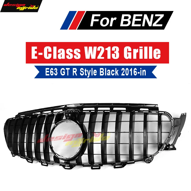 W213 GT R стиль решетка ABS глянец Черный с камерой для Mercedes Benz E class E200 E250 E300 E350 E63 вид