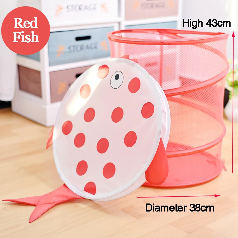 1 Pcs New Folding Cartoon Cylindrical Breathable Laundry Basket For Children Room Decoration Toys Large Storage Organizer | Дом и сад