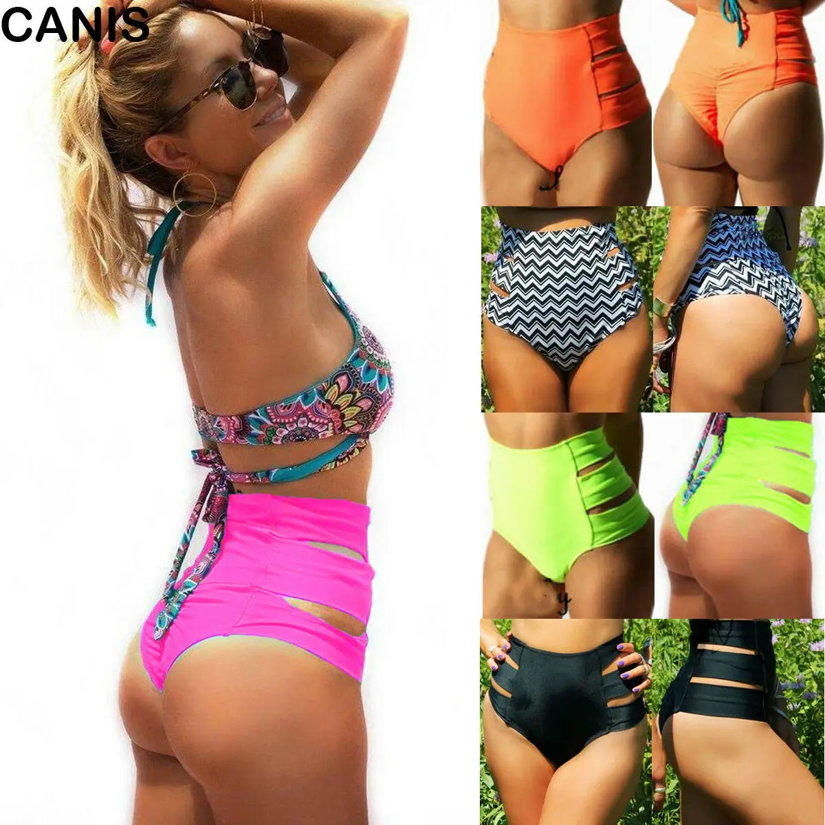 Hirigin Women Ladies Sexy Bikini Thong Bottom High Waist Hollow Out Brief Solid Swimwear Swimsuit | Спорт и развлечения