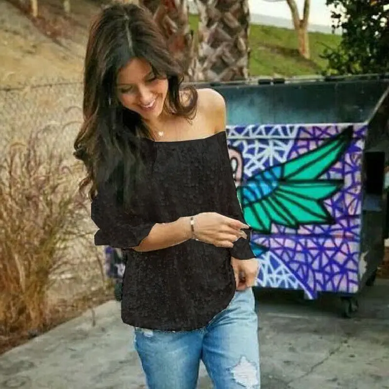 

Women Sequins Summer Loose T-Shirt Short Sleeve Half off shoulder Casual Tops Woman Fashion T-shirt