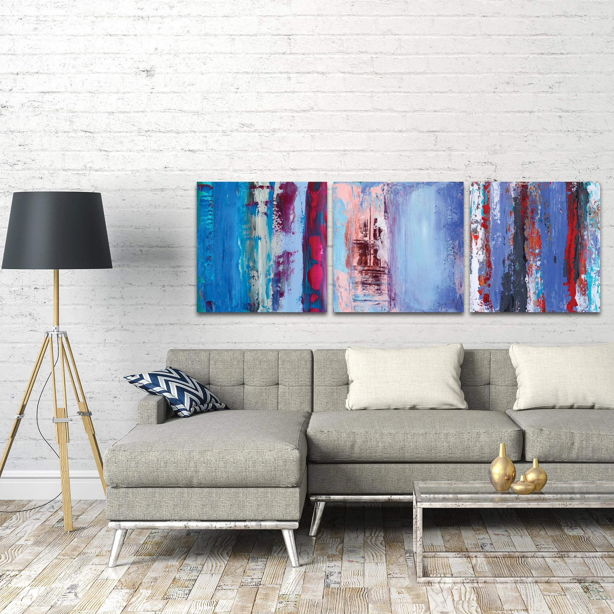 Urban Triptych 1 Large by Celeste Reiter-абстрактное настенное искусство на металле | Дом и сад
