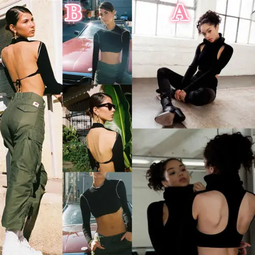 Sexy Women Black Backless Sweaters 2019 Brand New Spring Autumn Turtleneck Pullover Long Sleeve Top Shirt Crop S-L | Женская одежда