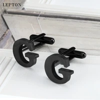 hot sale stainless steel cufflinks for mens black color letter g cuff links lepton men french shirt cuffs cufflink best gift