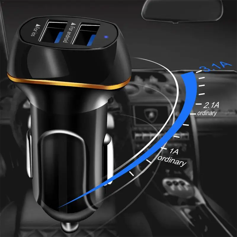 Автомобильное зарядное устройство DC 12 V 24 Dual USB 3.1A адаптер Быстрая зарядка для