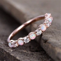 visisap opal zircon inlaid fine rings for women rose white gold color finger vintage ring accessories dropshipping jewelry b2272