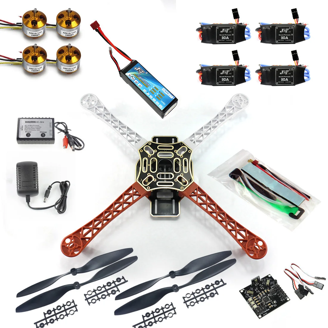 

Квадрокоптер RC 4 axle Drone ARF Kit No TX RX : KK V2.3 Flight Control A2212 1000KV Motor 30A ESC Lipo F450 Flamewheel F02192-B