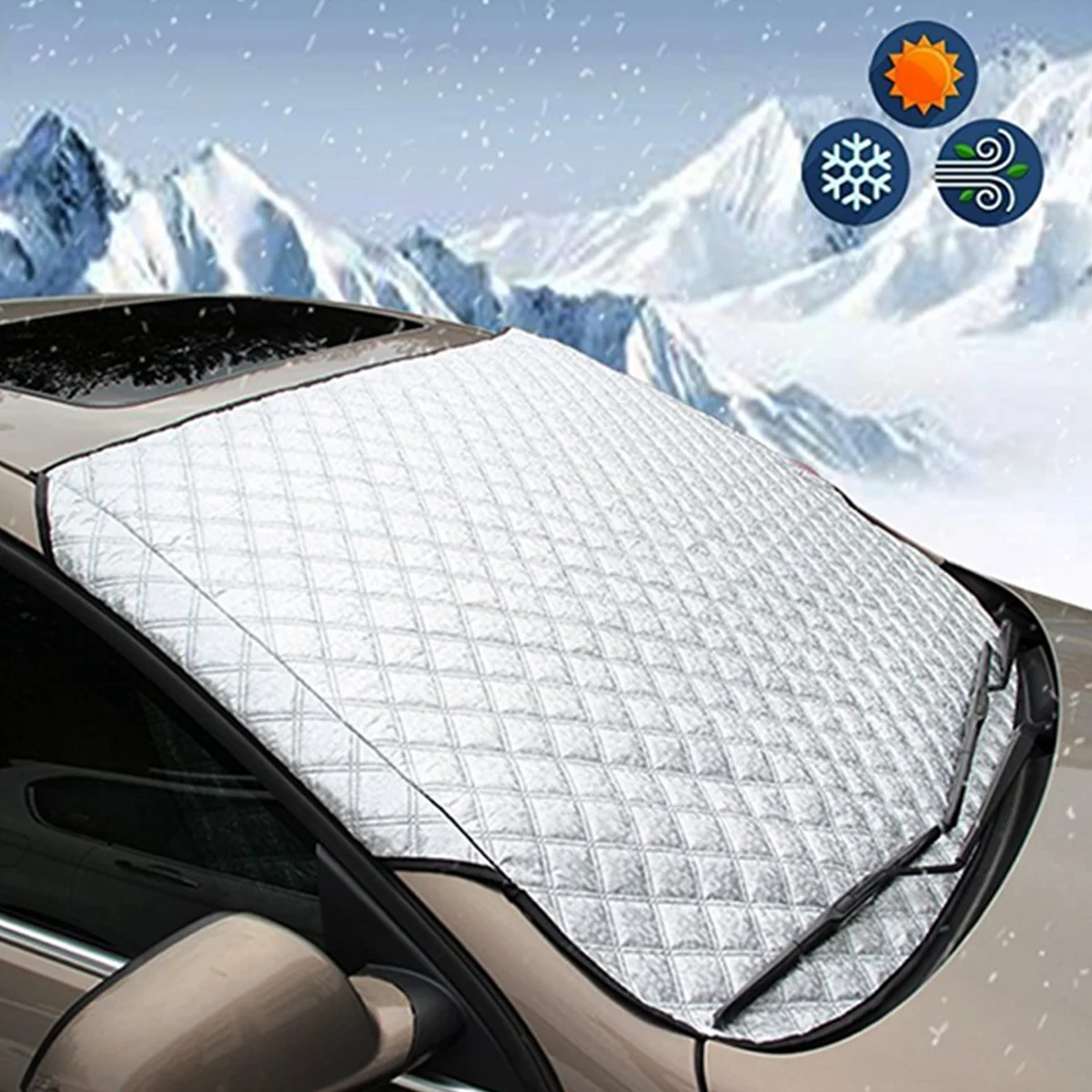 

Practical Car Windscreen Cover Anti Snow Frost Ice Shield Large Snow Dust Protector Heat Sun Shade Large
