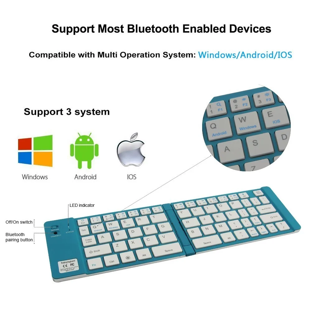 Складная Bluetooth клавиатура CHYI портативная складная игровая мини перезаряжаемая