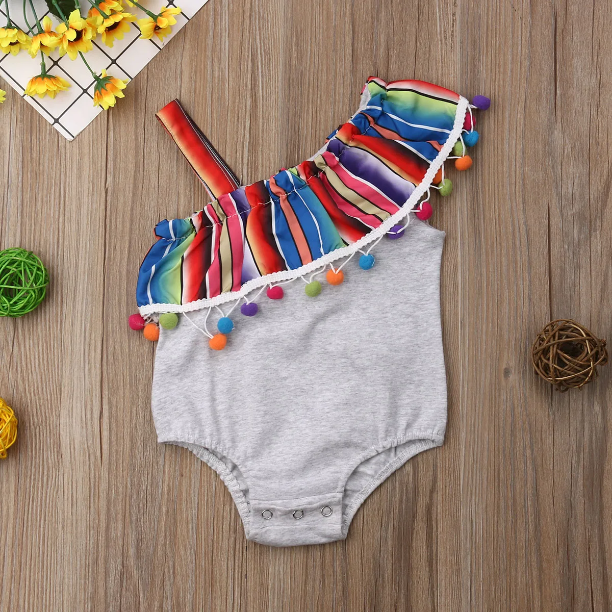 Lovely Kids Baby Girls Rainbow Dress/Romper Summer Girl One Shoulder Strap Tassels Dress Sister Matching Cotton Clothes 0-5Y | Детская
